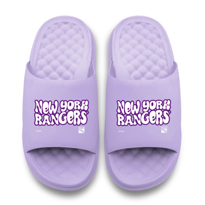 Unisex New York Rangers ISlide Lavender Bubble Letters Motive Slide Sandals