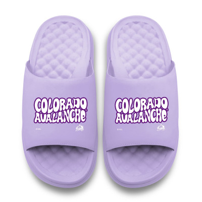 Unisex Colorado Avalanche ISlide Lavender Bubble Letters Motive Slide Sandals