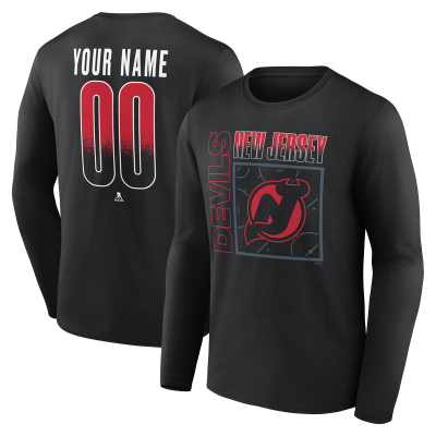 Именная футболка с длинным рукавом New Jersey Devils Black Home Ice Pop Name & Number