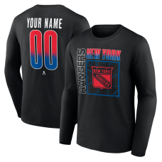 Именная футболка с длинным рукавом New York Rangers Black Home Ice Pop Name & Number Именная футболка с длинным рукавом New York Rangers Black Home Ice Pop Name & Number