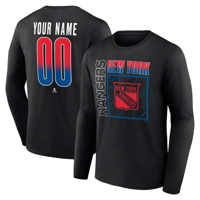 Именная футболка с длинным рукавом New York Rangers Black Home Ice Pop Name & Number