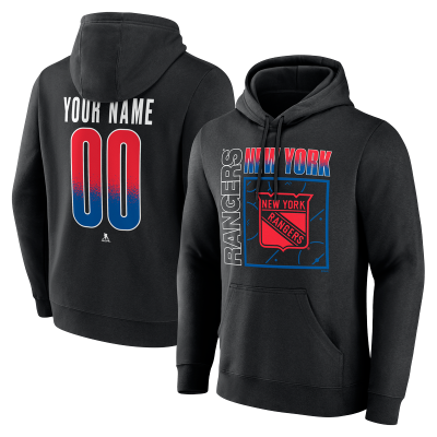 Именная толстовка New York Rangers Black Home Ice Pop Name & Number