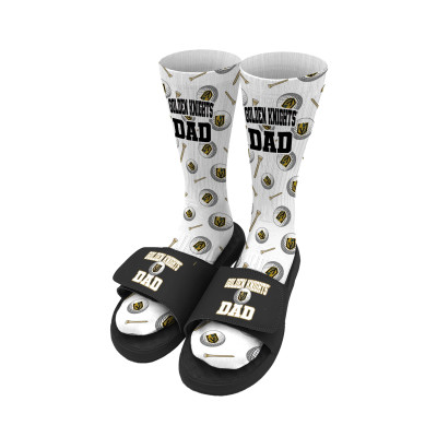 Unisex Vegas Golden Knights ISlide Golf Dad Socks & Slide Sandals Bundle