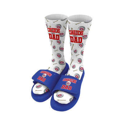Unisex Montreal Canadiens ISlide Golf Dad Socks & Slide Sandals Bundle