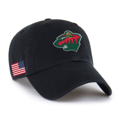 Бейсболка Unisex Minnesota Wild 47 Black Heritage Flag Clean Up
