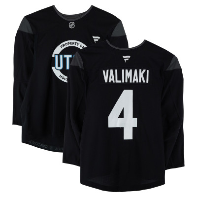 Тренировочный джерси Juuso Valimaki Utah Mammoth Fanatics Authentic Black from the 2024-25 NHL Season