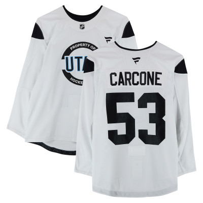 Тренировочный джерси Michael Carcone Utah Hockey Club Fanatics Authentic White Authentic Pro from the 2024-25 NHL Season