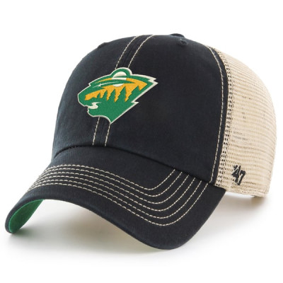 Бейсболка Minnesota Wild 47 Black/Natural Trawler Alternate Clean Up Trucker