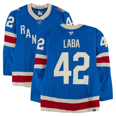 Игровая джерси Noah Laba New York Rangers Fanatics Authentic #42 Blue Alternate vs. Buffalo Sabres on April 8, 2026