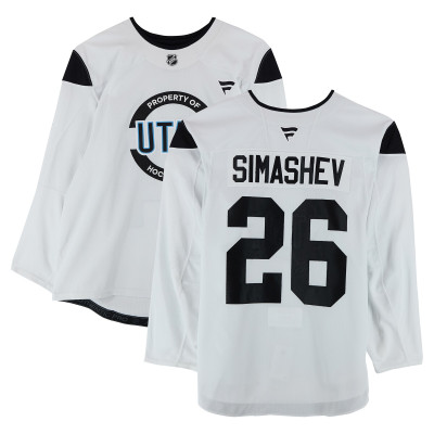 Тренировочный джерси Dmitry Simashev Utah Mammoth Fanatics Authentic White from the 2024-25 NHL Season