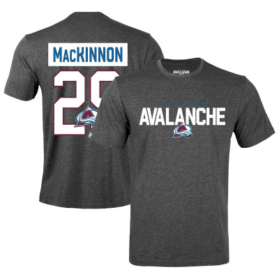 Colorado Avalanche Nathan MacKinnon Levelwear Gray Richmond Name & Number T-Shirt