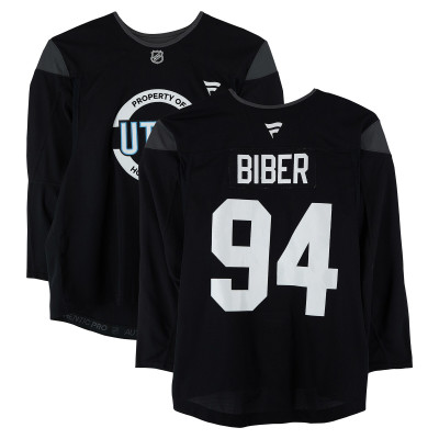 Тренировочный джерси Gregor Biber Utah Mammoth Fanatics Authentic Black from the 2024-25 NHL Season