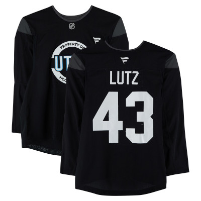 Тренировочный джерси Julian Lutz Utah Mammoth Fanatics Authentic Black from the 2024-25 NHL Season