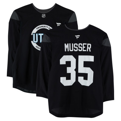 Тренировочный джерси Carsen Musser Utah Mammoth Fanatics Authentic Black from the 2024-25 NHL Season