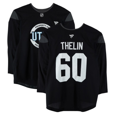Тренировочный джерси Melker Thelin Utah Mammoth Fanatics Authentic Black from the 2024-25 NHL Season