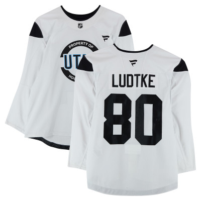 Тренировочный джерси Tanner Ludtke Utah Mammoth Fanatics Authentic White from the 2024-25 NHL Season