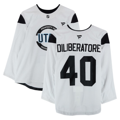 Тренировочный джерси Peter DiLiberatore Utah Hockey Club Fanatics Authentic White from the 2024-25 NHL Season