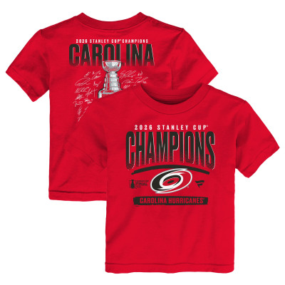 Детская Carolina Hurricanes Fanatics Red 2026 Stanley Cup Champions Signature Roster T-Shirt