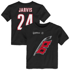 Детская Carolina Hurricanes Seth Jarvis Outerstuff Black 2026 Stanley Cup Champions Name & Number T-Shirt