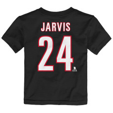 Детская Carolina Hurricanes Seth Jarvis Outerstuff Black 2026 Stanley Cup Champions Name & Number T-Shirt