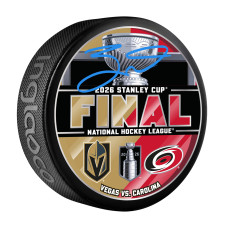 Шайба Jack Eichel Vegas Golden Knights Autographed Fanatics Authentic 2026 Stanley Cup Final Dueling Matchup