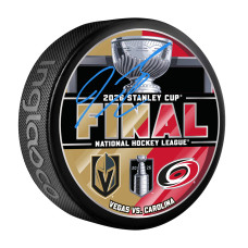 Шайба Jaccob Slavin Carolina Hurricanes Autographed Fanatics Authentic 2026 Stanley Cup Final Dueling Matchup Шайба Jaccob Slavin Carolina Hurricanes Autographed Fanatics Authentic 2026 Stanley Cup Final Dueling Matchup