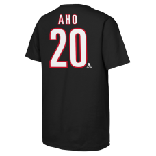 Подростковая Carolina Hurricanes Sebastian Aho Outerstuff Black 2026 Stanley Cup Final Name & Number T-Shirt