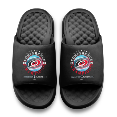 Unisex Carolina Hurricanes ISlide Black 2026 NHL Eastern Conference Champions Motive Slide Sandals
