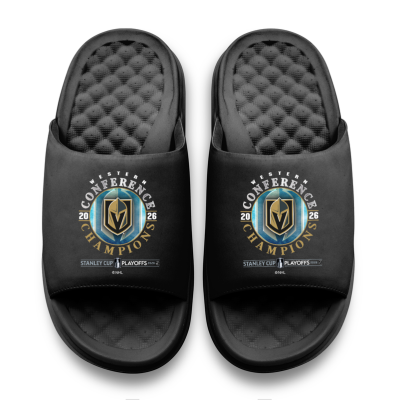 Unisex Vegas Golden Knights ISlide Black 2026 NHL Western Conference Champions Motive Slide Sandals