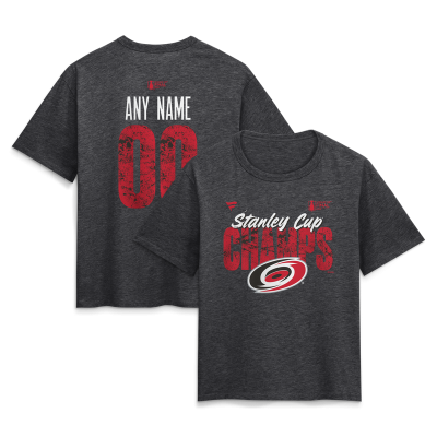 Женская Именная футболка Carolina Hurricanes Charcoal 2026 Stanley Cup Champions Tri-Blend