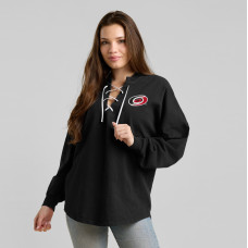 Женская Футболка с длинным рукавом Carolina Hurricanes Fanatics Black 2026 Stanley Cup Champions Lace-Up Spirit Jersey Женская Футболка с длинным рукавом Carolina Hurricanes Fanatics Black 2026 Stanley Cup Champions Lace-Up Spirit Jersey