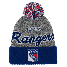 Детская шапка с помпоном New York Rangers Mitchell & Ness Blue/Gray Mascot Cuffed