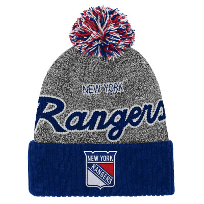 Детская шапка с помпоном New York Rangers Mitchell & Ness Blue/Gray Mascot Cuffed