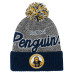 Детская шапка с помпоном Pittsburgh Penguins Mitchell & Ness Navy/Gray Mascot Cuffed