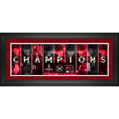 Панорама Carolina Hurricanes Fanatics Authentic 2026 Stanley Cup Champions Framed 10 x 30 with a Piece of Game-Used Net from the 2026 Stanley Cup Final - Limited Edition of 250