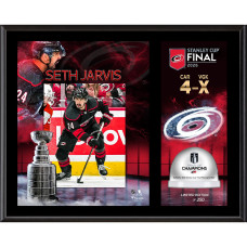 Плакетка Seth Jarvis Carolina Hurricanes Fanatics Authentic 2026 Stanley Cup Champions 12 x 15 Sublimated with Game-Used Ice from the 2026 Stanley Cup Final - Limited Edition of 250