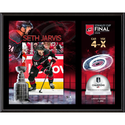 Плакетка Seth Jarvis Carolina Hurricanes Fanatics Authentic 2026 Stanley Cup Champions 12 x 15 Sublimated with Game-Used Ice from the 2026 Stanley Cup Final - Limited Edition of 250