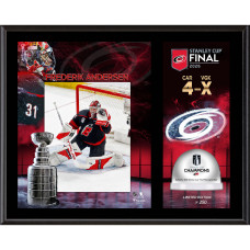Плакетка Frederik Andersen Carolina Hurricanes Fanatics Authentic 2026 Stanley Cup Champions 12 x 15 Sublimated with Game-Used Ice from the 2026 Stanley Cup Final - Limited Edition of 250