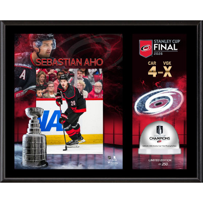 Плакетка Sebastian Aho Carolina Hurricanes Fanatics Authentic 2026 Stanley Cup Champions 12 x 15 Sublimated with Game-Used Ice from the 2026 Stanley Cup Final - Limited Edition of 250