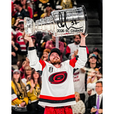 Фото с автографом Andrei Svechnikov Carolina Hurricanes Fanatics Authentic 2026 Stanley Cup Champions 16 x 20 Raising Cup with 2026 SC Champs' Inscription
