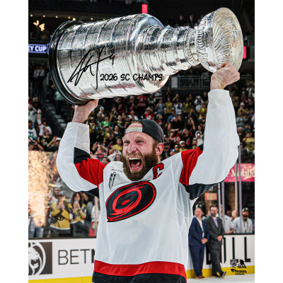 Фото с автографом Jordan Staal Carolina Hurricanes Fanatics Authentic 2026 Stanley Cup Champions 16 x 20 Raising Cup with 2026 SC Champs' Inscription