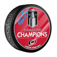 Шайба Logan Stankoven Carolina Hurricanes Autographed Fanatics Authentic 2026 Stanley Cup Champions