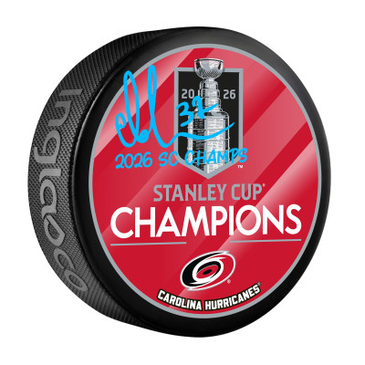 Шайба Andrei Svechnikov Carolina Hurricanes Autographed Fanatics Authentic 2026 Stanley Cup Champions with 2026 SC Champs' Inscription