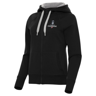 Женская Толстовка Carolina Hurricanes Antigua Black 2026 Stanley Cup Champions Takeover Fleece Raglan Full-Zip