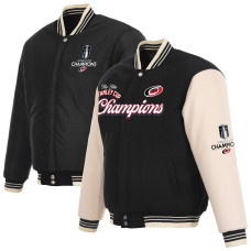 Женская Куртка Carolina Hurricanes JH Design Black/Cream 2026 Stanley Cup Champions Reversible Wool Full-Zip Женская Куртка Carolina Hurricanes JH Design Black/Cream 2026 Stanley Cup Champions Reversible Wool Full-Zip