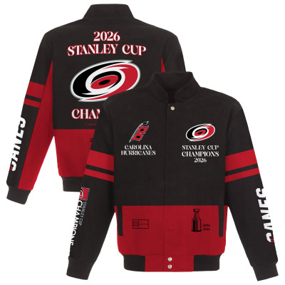 Куртка Carolina Hurricanes JH Design Black 2026 Stanley Cup Champions Twill Full-Zip