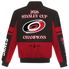 Куртка Carolina Hurricanes JH Design Black 2026 Stanley Cup Champions Twill Full-Zip Куртка Carolina Hurricanes JH Design Black 2026 Stanley Cup Champions Twill Full-Zip