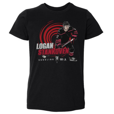 Детская Carolina Hurricanes Logan Stankoven 500 Level Black T-Shirt
