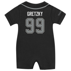 для малыша Los Angeles Kings Wayne Gretzky Mitchell & Ness Black Retro Roots Rugby Romper