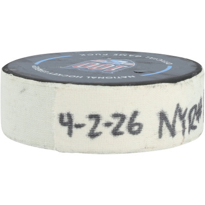 Шайба с игры Adam Fox New York Rangers Fanatics Authentic from April 2, 2026 vs. Montreal Canadiens